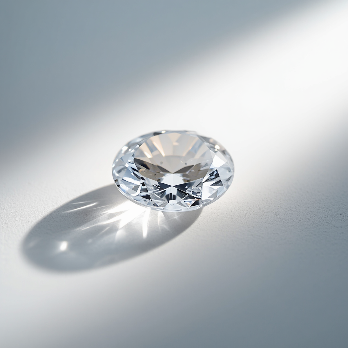 Diamant taillé tenu dans la lumière